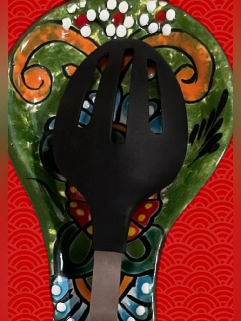 Hand -Painted from Mexico-Porcelain utensil tray